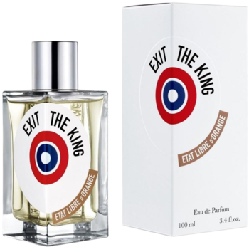 Perfumy Etat Libre d'Orange Exit The King, butelka 100ml i białe opakowanie z logo, widok z przodu.