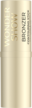 Beige Wonder Show Bronzer Contouring Stick, full vertical view, with gold text, Squalane & Vitamin E.