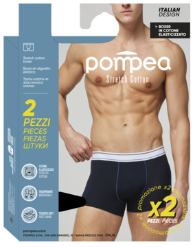 POMPEA Stretch Cotton ,bokserki męskie, Navy, rozm. L,przód