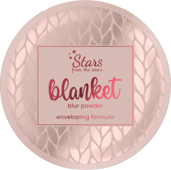 Prasowany puder do twarzy Stars from The Stars Blanket blur powder, okrągły, różowo-złoty, z wzorem dzianiny.