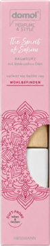 Domol Perfume & Style The Spirit of Sakura room fragrance, pink box with mandala pattern & cutout showing bottle.