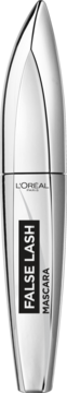 Srebrna, metaliczna maskara L'Oréal False Lash, pionowy widok z przodu, z napisem FALSE LASH.