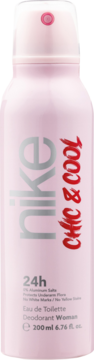 Różowy dezodorant Nike Chic & Cool 24h dla kobiet w sprayu, 200ml, widok z przodu.