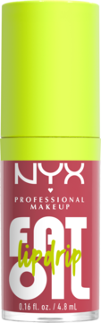NYX Fat Oil Lip Drip, różowy nawilżający olejek do ust z zieloną nakrętką, widok z przodu.