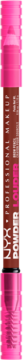 Rozmazana kredka do brwi NYX Powder Brow Black Cherry, brązowa z różowymi końcówkami, widok z przodu.