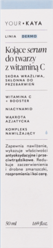 Kojące serum Your Kaya z witaminą C, 50 ml, białe opakowanie z opisem na skórę wrażliwą, widok z przodu.