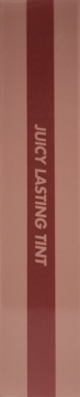 Opakowanie Rom&nd Juicy Lasting Tint, pionowy front. Jasnoróżowe, z ciemnobrązowym paskiem i napisem JUICY LASTING TINT.