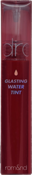 Rom&nd Glasting Water Tint w błyszczącej, bordowej butelce, frontalne ujęcie z napisem Glasting Water Tint.