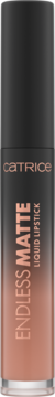 Matowa pomadka w płynie Catrice Endless Matte Liquid Lipstick, różowy beż, przezroczysta tubka, czarna nakrętka.