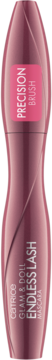 Tusz Catrice Glam & Doll Endless Lash, ciemnoróżowa, zakrzywiona tubka z pionowym napisem PRECISION BRUSH.