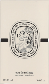 Diptyque Do Son Eau de Toilette w kremowym opakowaniu, z czarno-białą etykietą i tekstem, widok z przodu.