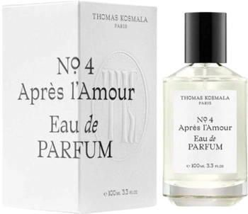 Thomas Kosmala No. 4 Apres L'Amour uniseks perfumy w białym pudełku i przezroczystej butelce.