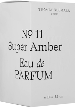 Thomas Kosmala No 11 Super Amber Eau de Parfum 100ml. Białe pudełko, bursztynowy zapach, widok z przodu.