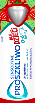 Sensodyne ProSzkliwo pasta dla dzieci 0-6 lat, truskawkowa, biała tubka z czerwoną nakrętką, z przodu.