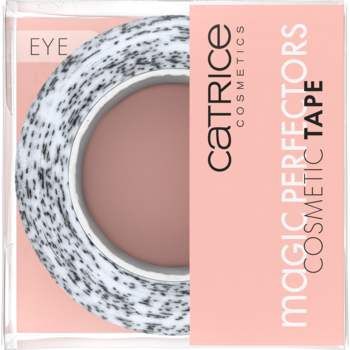 Catrice Magic Perfectors taśma kosmetyczna w różowym opakowaniu, z lustrzanym cętkowanym wzorem, widok z przodu.