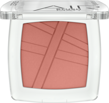 Kompaktowy róż Catrice Air Blush Matt 130 Spice Space, matowy, z geometrycznym wzorem, w białej obudowie, widok z góry.