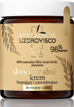 UZDROVISCO Stylizacje ,krem do twarzy i ciała, brązujący i nawadniający, Słońce w słoiku,przód