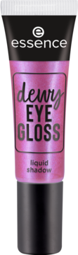 Essence Dewy Eye Gloss, różowy płynny cień do powiek o holograficznym blasku, widok z przodu.