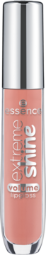 Błyszczyk Essence Extreme Shine Volume w odcieniu Power of Nude, w cylindrycznej tubce z srebrnym zamknięciem, widok z przodu.
