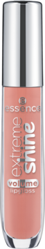 Błyszczyk Essence Extreme Shine Volume w odcieniu Power of Nude, w cylindrycznej tubce z srebrnym zamknięciem, widok z przodu.