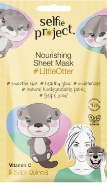 Saszetka Selfie Project Nourishing Sheet Mask #LittleOtter, żółta, z kreskówkowymi wydrami i wit. C.