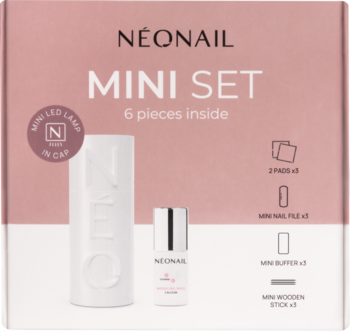 NEONAIL ,zestaw do manicure hybrydowego + mini lampa UV White,przód
