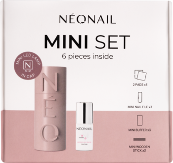 NEONAIL ,zestaw do manicure hybrydowego + mini lampa UV Pink,przód