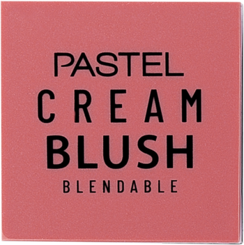 Brzoskwiniowy róż w kremie Pastel Cream Blush w kwadratowym opakowaniu, czarne napisy, widok z góry.