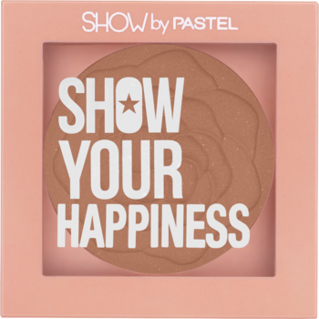 Zbliżenie na brązowy róż Pastel Show Your Happiness #208, matowy, z wyraźnym napisem i kwiecistym wzorem.
