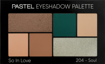 Paleta cieni Pastel So In Love z 6 kolorami: brązy, beże, szmaragd i złoto. Matowe i błyszczące wykończenie.