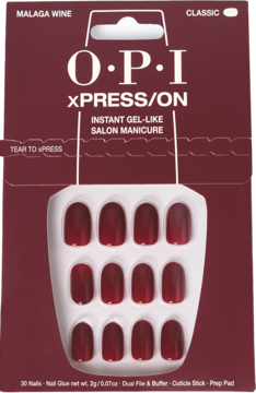 OPI xPRESS-ON ,zestaw sztucznych paznokci, Malaga Wine,przód