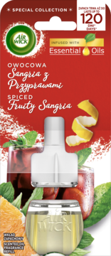 AIR WICK Essential Oils ,wkład do elektrycznego odświeżacza powietrza Owocowa Sangria z przyprawami,przód