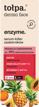 Tołpa Dermo Face Enzyme serum na zaskórniki, beżowe opakowanie z ananasem, kwas salicylowy 1% i wit. C.