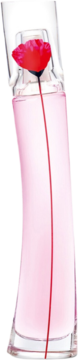 Flower by Kenzo Poppy Bouquet woda perfumowana w smukłej, różowej butelce z czerwoną makową nakrętką i łodygą.