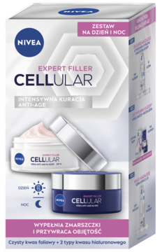 NIVEA Cellular Expert Filler,zestaw kremów do twarzy, krem do twarzy na dzień SPF15, krem do twarzy na noc,przód