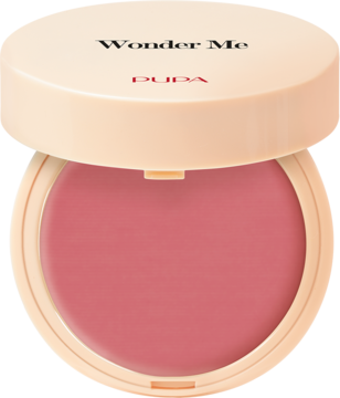 Otwarty okrągły róż do policzków Pupa Wonder Me Blush 005 Deep Passion Matt, odcień pudrowego różu, widok z góry.