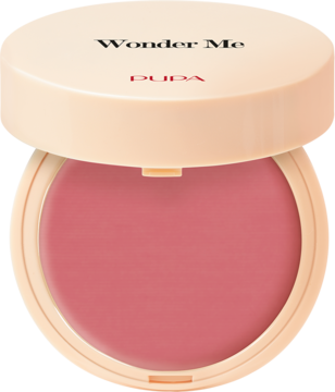 Otwarty okrągły róż do policzków Pupa Wonder Me Blush 005 Deep Passion Matt, odcień pudrowego różu, widok z góry.