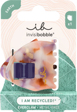 Marmurkowa klamra do włosów Invisibobble Everclaw, różowo-fioletowa z drobinkami, metal-free, w ekologicznym opakowaniu.