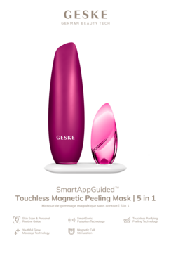 Geske magnetyczny bezdotykowy peeling 5w1, dwie różowe, błyszczące głowice w futurystycznym kształcie.