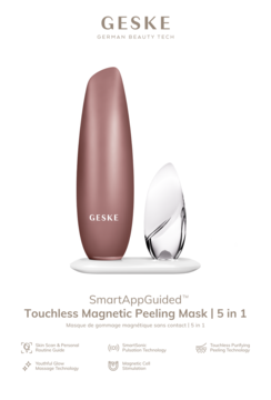 Geske SmartAppGuided 5w1: różowo-złoty bezdotykowy peeling magnetyczny i srebrna końcówka do maski.