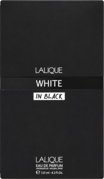 Czarne opakowanie perfum Lalique White in Black Eau de Parfum 125ml dla mężczyzn, widok z przodu.