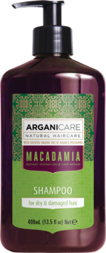 ARGANICARE Macadamia ,szampon do włosów suchych i zniszczonych, nawilżający,przód