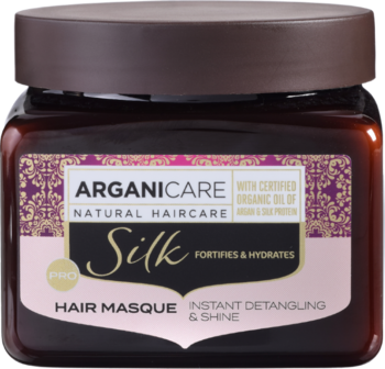 ARGANICARE Silk ,maska do włosów, silnie nawilżająca, ułatwiająca rozplątywanie włosów, z Jedwabiem,przód