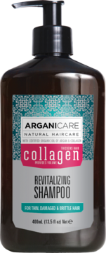 ARGANICARE Collagen ,szampon do włosów cienkich i łamliwych, rewitalizujący, z Kolagenem,przód