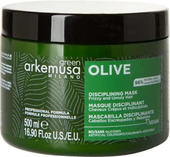 GREEN ARKEMUSA MILANO Olive ,maska do włosów puszących się, dyscyplinująca,przód