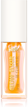 Delia Glow Elixir nawilżający olejek do ust Be Glamour, przezroczysta butelka, pionowy widok.