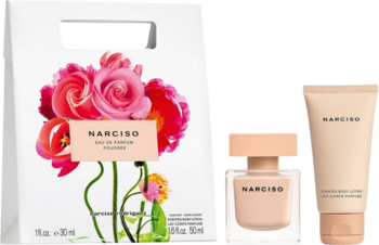 NARCISO RODRIGUEZ Narciso Poudrée,zestaw dla kobiet, woda perfumowana 30ml + balsam do ciała 50ml,przód