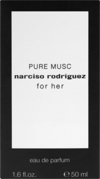 Pure Musc For Her Narciso Rodriguez, czarno-białe pudełko perfum 50 ml z napisem na froncie.