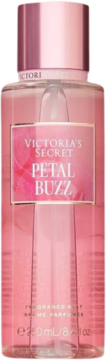 Victoria's Secret Petal Buzz, różowa mgiełka do ciała 250ml, butelka z różową nakrętką, widok z przodu.