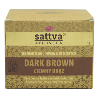 SATTVA Ayurveda ,henna w kostce Ciemny Brąz,przód